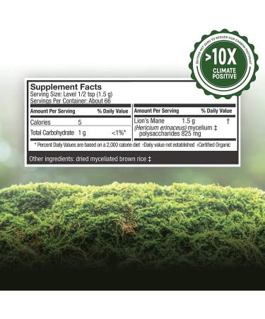 Fungi Perfecti Lion's Mane Mushroom Powder 3.5 oz - Boost Mental Clarity & Focus - Buy Online on GoSupps.com