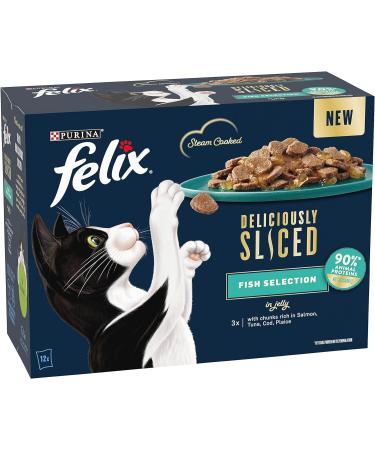 Felix Deliciously Sliced Adult Wet Cat Food Ocean Selection 12x80g Pack of 4 Ocean 960 g (Pack of 4) - Buy Online on GoSupps.com