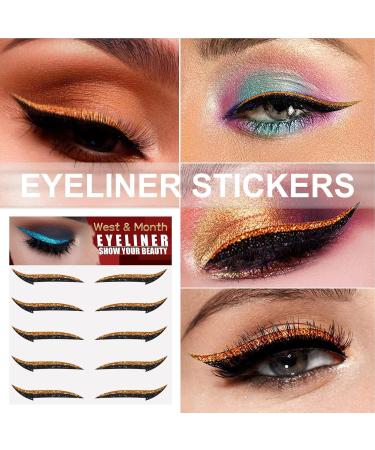 Glitter Eyeliner Stickers - 5 Pairs Glitter Instant -Adhesive Eyeliner Stencil - Eyeliner Tool Makeup Stickers Sparkly Long Lasting Sticker Eyeliner for Women and Girls Orange (Five Pairs) - Buy Online on GoSupps.com