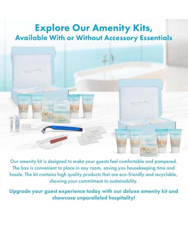 Shoppe All-in-Kit | Aqua Organics 75-Piece Amenity Kit | Bulk 1oz Travel Size Toiletries for Hotels AirBnBs & Vacation Rentals - Buy Online on GoSupps.com