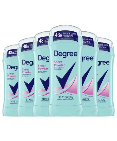 Degree Original Antiperspirant Deodorant 48-Hour Sweat & Odor Protection Sheer Powder Antiperspirant for Women 2.6 oz, Pack of 6 2.6 Ounce (Pack of 6)