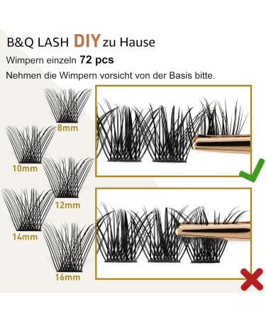 72 PCs B&Q DIY Individual Eyelashes - Reusable Fluffy Wispy for Beginners | Eyelash Extensions at Home (NM C-12 mm) - Buy Online on GoSupps.com