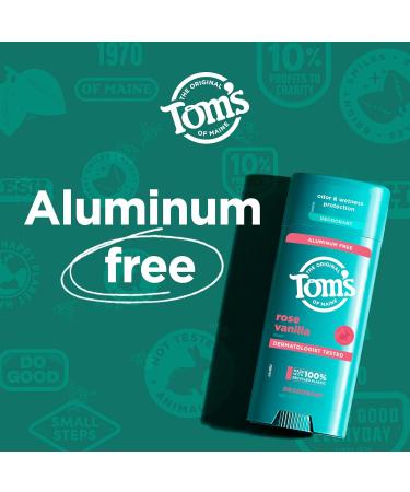 Tom s of Maine Rose Vanilla Aluminum Free Natural Deodorant For Women & Men | Goes on Clear | Odor & Wetness Protection | Naturally Derived and Moisture-Locking Ingredients | 3.25 oz Rose Vanilla 3.25 Ounce (Pack of 1) - Buy Online on GoSupps.com