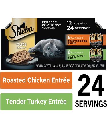 Sheba Perfect Portions Cuts in Gravy Wet Cat Food Variety Pack - Chicken and Turkey - 2.6 oz (12 Pack) - Buy Online on GoSupps.com