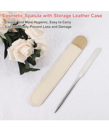 VOCOSTE Stainless Steel Makeup Spatula Set with Faux Leather Case - Liquid Foundation & Lipstick Mixing Palette Tool in Beige - Buy Online on GoSupps.com