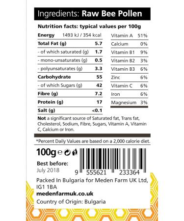 Organic Premium 100% Raw Bulgarian Bee Pollen Granules100g - Buy Online on GoSupps.com