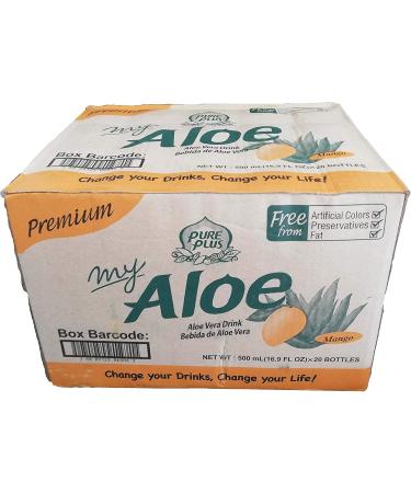 Pure Plus Aloe Pulp Drink in Pieces Mango Flavor without preservatives colorings 0% fat 500 ml x 20 pieces - Buy Online on GoSupps.com