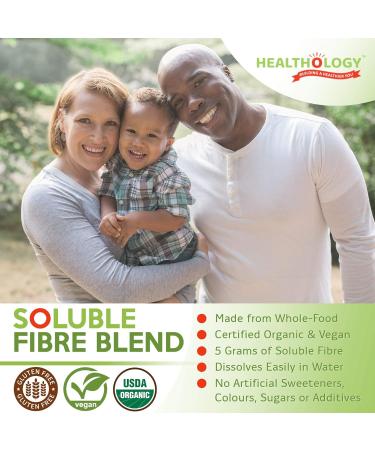 Healthology SOLUBLE FIBRE BLEND | Fibre Powder Supplement | Organic Fiber Supplement | Digestive Health Lower Cholesterol Blood Sugar Support Appetite Control Natural Weight Loss - Buy Online on GoSupps.com