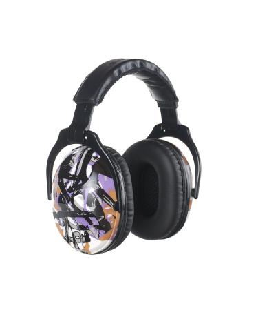 Protear children hearing protection adjustable foldable ear protectionists child noise protection headphones for concert school festival hearing protection with SNR 28dB (purple graffiti)