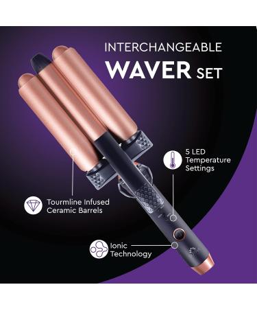 SUTRA Interchangeable Styler Sets - 3 in 1 Spring Curler Waver & Clipless Wand - Rose Gold & Black Options for Effortless Styling - Buy Online on GoSupps.com