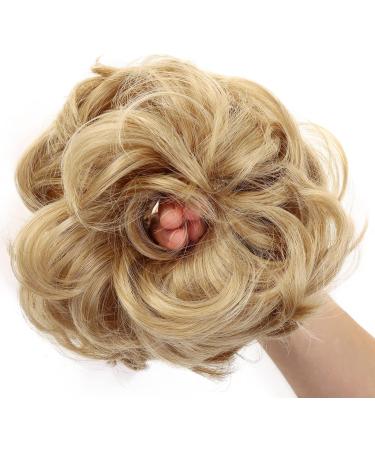 JJstar 2PCS Curly Messy Bun Hair Piece Set - Blonde Synthetic Fiber Scrunchies for Women & Girls - Buy Online on GoSupps.com