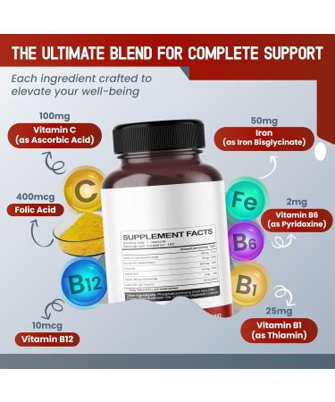 Liposomal Iron with Vitamin C Folic Acid B12 B6 B1 Support Energy & Red Blood Cell Formation Gentle Formula 180 Capsules Non-GMO Gluten-Free 60 count (pack of 2) - Buy Online on GoSupps.com