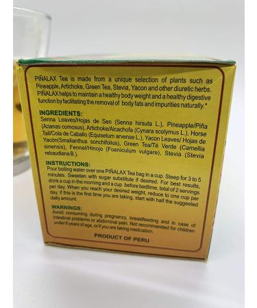 Pinalax Pineapple Tea for Weight Loss and Detox - 100% Natural Blend with Artichoke, Green Tea, Yacon, and Stevia | 30 Tea Bags - Buy Online on GoSupps.com