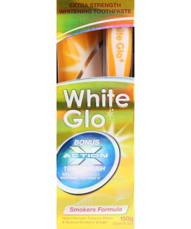 White Glo Smokers Formula Whitening Toothpaste & X Action Toothbrush - 5.2 oz | International Shipping Available - Buy Online on GoSupps.com
