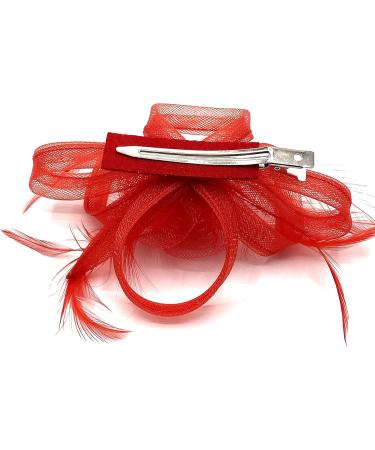 Ladies Feather Beak Clip Fascinator Weddings Races Royal Ascot Hair Piece Clip Red - Buy Online on GoSupps.com