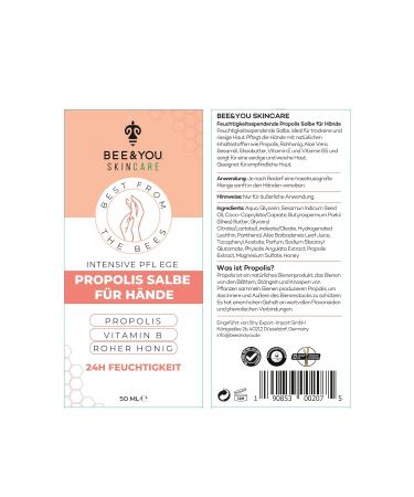 Bee & You Natural Hand Cream with Propolis Aloe Vera & Shea Butter - Moisturizing Gentle Care for Everyday Use - Vegan & Cruelty-Free - Buy Online on GoSupps.com
