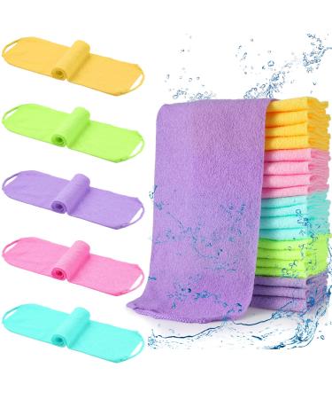 20 Pieces Exfoliating Washcloth with Handles Exfoliating Back Scrubber Exfoliating Body Scrubber Nylon Extended Length Body Exfoliator Stretchable Pull Strap Long Back Washer for Shower Body Face