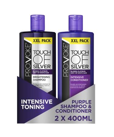 PROVOKE Touch Of Silver Brightening Purple Shampoo & Intensive Conditioner 400ml Neutralises Yellow & Orange Tones Formulated With Violet & Blue Pigments