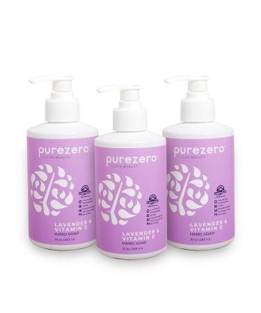 Purezero Lavender & Vitamin E Hand Soap Soothing & Hydrating Paraben-Free & Vegan Liquid Hand Wash for Bathroom or Kitchen USA-Made Cruelty-Free 10 ounces (3 Pack) 1 Count (Pack of 3)