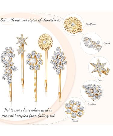 10-Piece Crystal Hair Pin Set - Vintage Rhinestone Bobby Pins in Gold Tone for Women and Girls Hair Decoration - Metal Hair Accessories - Buy Online on GoSupps.com