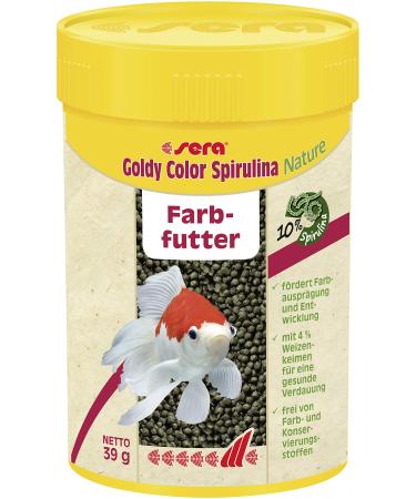 Sera Goldy Color Spirulina Nature 100 ml - color fodder for goldfish with 10 % spirulina goldfish feed for the aquarium with high feed evaluability and thus less algae granules for color 100 ml (1 Pack)