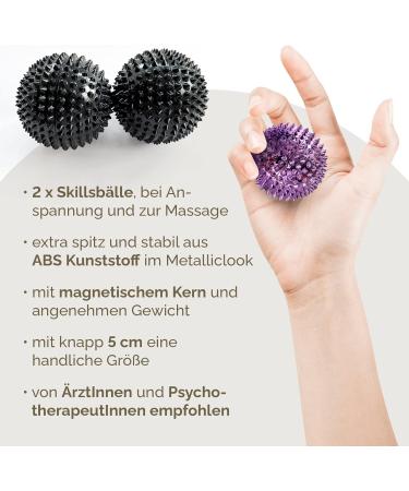 2x DBT Skills Hedgehog Ball - Magnetic Acupressure Stress Relief & Massage | Improve Mobility & Concentration | Blue/Black 47mm - Buy Online on GoSupps.com