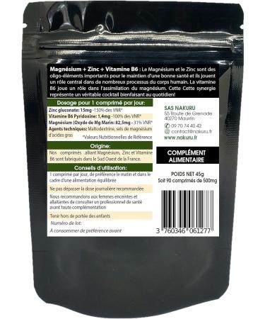 NAKURU | Magnesium + Zinc + Vitamin B6 | NAKURU Equilibrium | Made in France | The Anti-Stress Cocktail | (90 Tablets of 500 mg/Net Weight: 45 g) - Buy Online on GoSupps.com