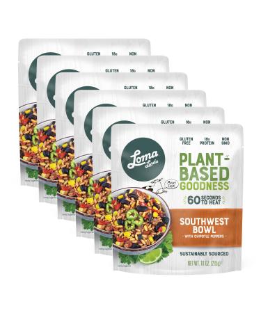 Loma Linda - Plant-Based Complete Meal Solution - Heat & Eat Southwest Chipotle Bowl (10 oz.) (Pack of 6) - Non-GMO, Gluten Free Southwest Chipotle Bowl 6 Pack