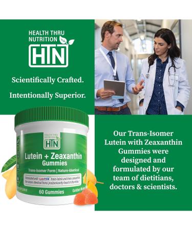 Health Thru Nutrition Lutein + Zeaxanthin Gummies | Trans-Isomer Form | 20mg Lutein & 4mg Zeaxanthin Trans-isomers | Golden Mango Flavor | Eye Support | Non-GMO Vegan| 60 Gummies - Buy Online on GoSupps.com