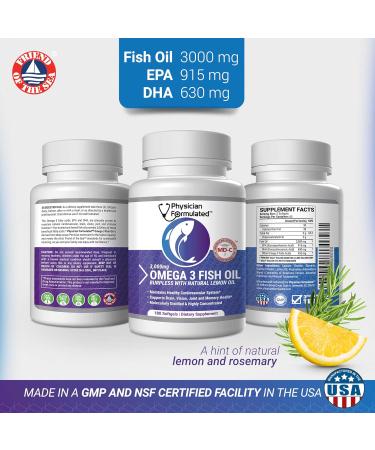 Physician Formulated Fish Oil Omega 3 3000mg per Serving - 915mg Epa 630mg Dha 2000mg Total Omega 3 6 9 XL - 180 Capsules - Buy Online on GoSupps.com