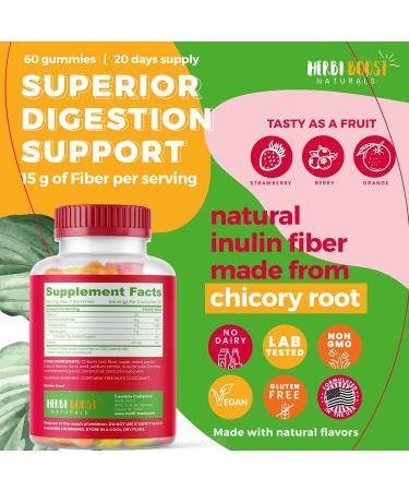 Prebiotic Fiber Gummies for Adults & Kids | Vegan Soluble Fiber with Inulin | Digestive Enzymes for Gut Health | Bloating Relief | Multicolor Natural Flavors - Buy Online on GoSupps.com