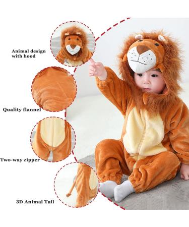 Doladola Unisex Baby Lion Flannel Romper | Spring Autumn Animal Pyjamas 2.5-3.5 Years - Buy Online on GoSupps.com