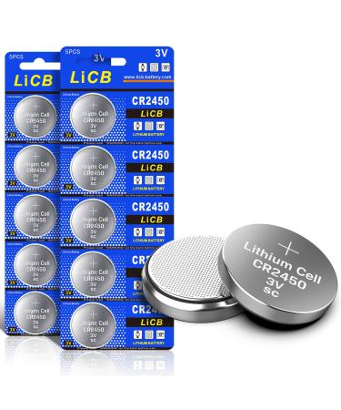 LiCB 10 Pack CR2450 Battery 3V Lithium CR 2450 10 Count (Pack of 1)