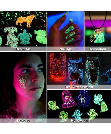Dealkits 12 Color Fluorescent Chunky Sequin Festival Body Glitter - Glitter Powder Set for Face Nails Eyes & Hair | Perfect for Masquerade Parties & DIY Crafts - Buy Online on GoSupps.com