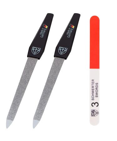 3 Swords Germany - SAPPHIRE METAL NAIL FILE 2 PIECES with 1 PIECE 3-way nail buffer NAIL CARE FOR YOU MADE IN GERMANY 2 Files / 1 Buffer