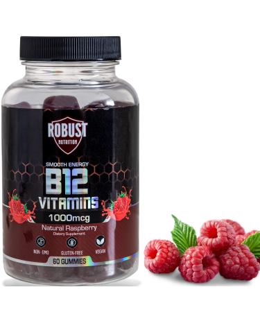 Robust Nutrition Vitamin B12 Methylcobalamin 1 000 mcg Smooth Energy Gummies Gluten Free Non-GMO Vegetarian 60 Gummies Natural Raspberry Flavoured