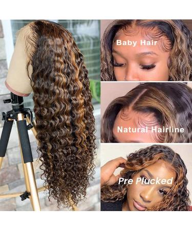 BLY 32 Ombre Highlight Lace Front Wig - Deep Wave #427 Human Hair, Pre-Plucked, Glueless, 180% Density - Buy Online on GoSupps.com