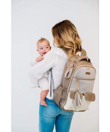 Itzy Ritzy Boss Diaper Bag Backpack with Bottle Pockets, Changing Pad, Stroller Clips - Vanilla Latte - Buy Online on GoSupps.com