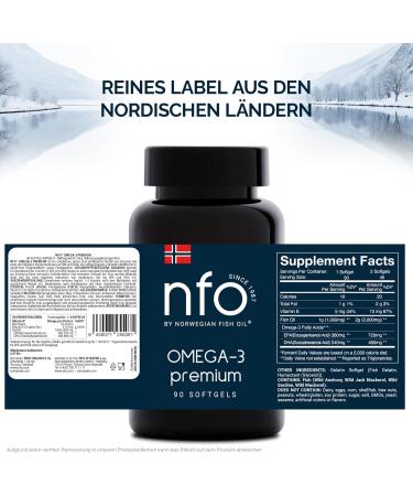 New Organics Oy NFO Omega 3 Premium Omega 3 capsules 2 x 90 180 capsules high dose of fish oil high concentrations of fatty acids EPA & DHA from fish with vitamin E amino acid complex high dose Finland - Buy Online on GoSupps.com