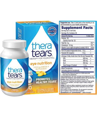 TheraTears Omega 3 Supplement & Eye Drops Combo | 90 Ct Supplements + 1 Oz Eye Drops | Promotes Eye Nutrition & Long-Lasting Relief - Buy Online on GoSupps.com