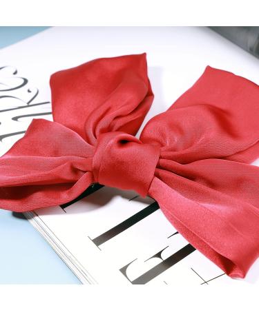 Andelaisi Vintage Bow Hair Clips Satin Bow Hair Barrettes Silk Hair Clip Barrette Retro Bowknot Hair Accessory Satin Ribbion Bowknot Clip Headpiece for Women and Girls Headdress (Red) - Buy Online on GoSupps.com