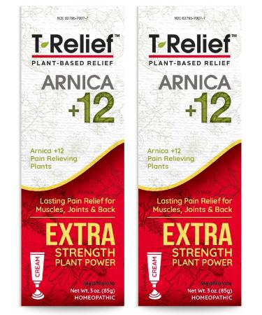 MediNatura T-Relief Extra Strength Cream Arnica +12 Natural Relieving Actives for Back Pain Joint Soreness Muscle Aches & Stiffness, Whole Body Fast Acting Relief for Women & Men - 3 oz (2 Pack) 3 Ounce (Pack of 2)