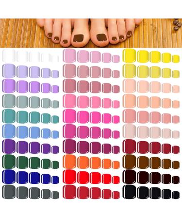 720 Pieces 30 Sets False Toe Nails Short Square Fake Toenails Solid Color Press on Toenails Full Cover Toe Press on Nails Matte False Toenails for Women and Girls (Bright Colors) - Buy Online on GoSupps.com
