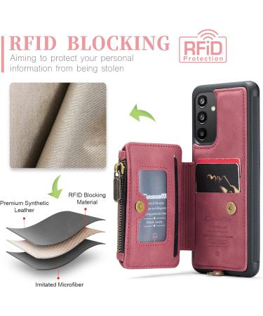 Buy Soonic Protective Cover for Samsung Galaxy A54 5G - Red Leather Magnetic Wallet with Card & Coin Compartments Folding Design & Straps - Buy Online on GoSupps.com