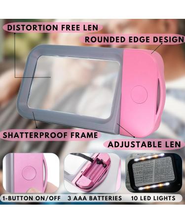 VOCA 3X Large Rectangle Magnifying Glass with Light and 10 LEDs - Pink - Buy Online on GoSupps.com