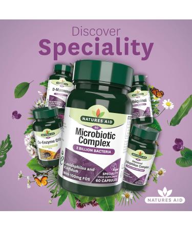 Natures Aid Microbiotic Complex | L.Acidophilus, Bifidus, FOS | Vegan | 60 Capsules - Buy Online on GoSupps.com