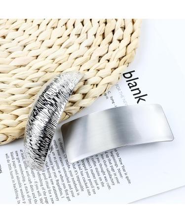 Cinaci 7 Pieces Simple Rectangular Oval Silver Automatic Spring French Metal Hair Clips Barrettes Hair Clamps Grips Accessories for Women Girls - Buy Online on GoSupps.com