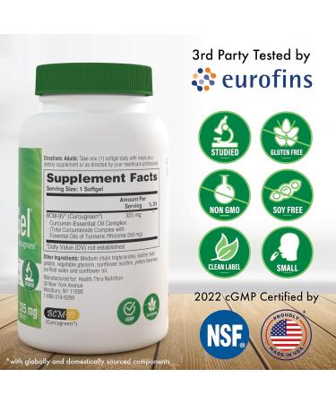 Curcu-Gel 325mg BCM-95 CurcuGreen Turmeric Curcumin | High Absorption for Healthy Inflammation | Clinically Studied | 3rd Party Tested | Non-GMO - 60 Capsules - Buy Online on GoSupps.com