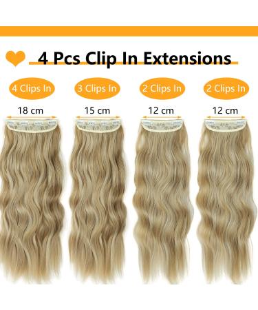 Hair Clip-In Extensions - Long Double Weft Synthetic Blonde Braid 50cm | Cheap Full Head 4-Pcs Wig with Highlights for Women - Buy Online on GoSupps.com