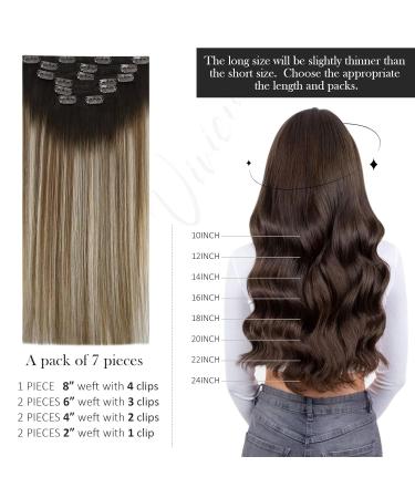 Vivien Extensions - Real Hair Clip-In Remy Balayage Ombre Extensions | Dark Brown Light Brown Light Blonde | 45cm 18 Inch 120g 7PCs - Buy Online on GoSupps.com